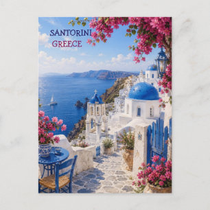 santorini greece island postcard