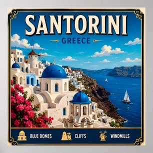 🏝️ Santorini Greece Island Travel Keepsake Gift Poster