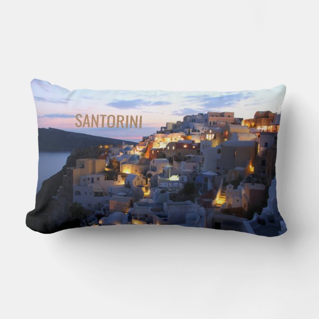 Santorini - Greece Lumbar Pillow (Front)