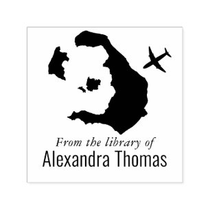 Santorini Greece Map Plane Library Book Name Self-inking Stamp