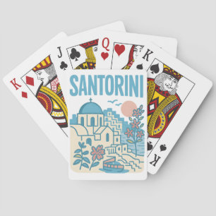 Santorini Greece Minimalist Travel Illustration Playing Cards