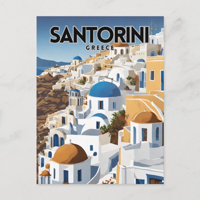 Santorini Greece Nostalgic Postcard (Front)