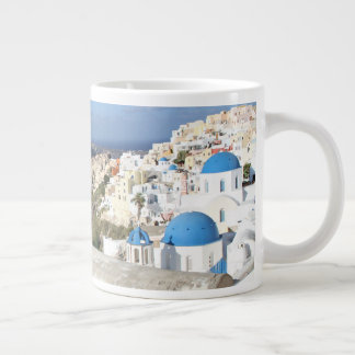 Santorini, Greece, Oia, Mug, White, Blue Large Coffee Mug