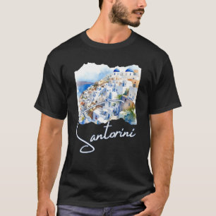 Santorini Greece Painting   Santorini T-Shirt