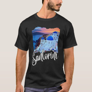 Santorini Greece Painting Travel Souvenir For Men  T-Shirt