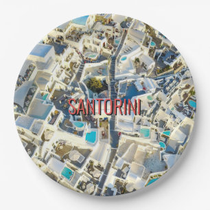 Santorini - Greece Paper Plate