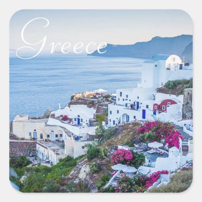 Santorini Greece Photo Stickers (Front)