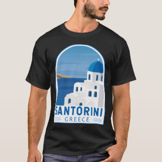 Santorini Greece Retro Emblem T-Shirt