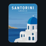 Santorini Greece Retro Vintage  Magnet<br><div class="desc">Santorini retro travel design. Santorini is instantly recognizable for its whitewashed,  cube-shaped buildings adorned with blue accents,  steep cliffs and tangerine sunsets that light up the sky and sea.</div>