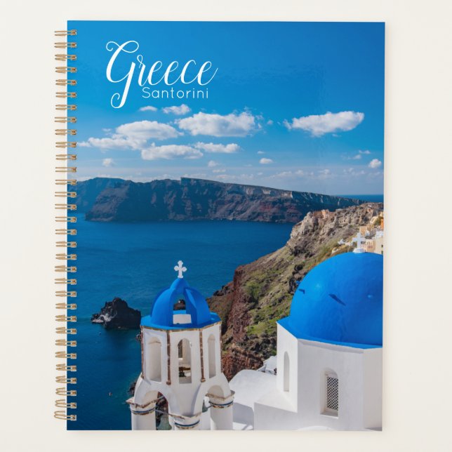 Santorini Greece Scenic Planner Spiral Notebook (Front)