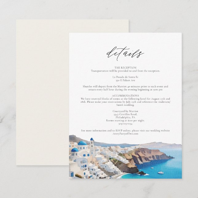 SANTORINI GREECE Skyline Destination Details Card (Front/Back)