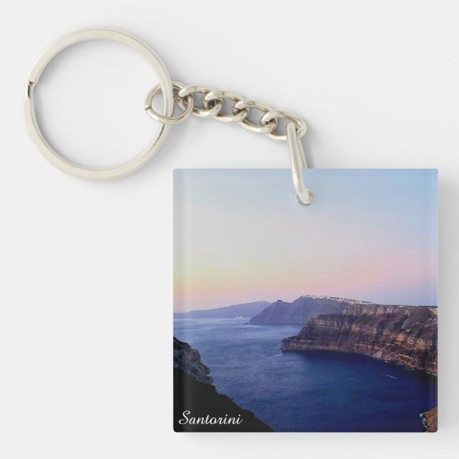 Santorini Greece Souvenir Acrylic Keychain (Front)