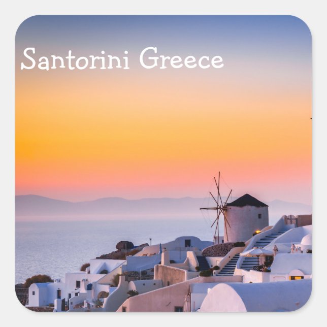 Santorini Greece Square Sticker (Front)