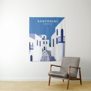 Santorini Greece Tapestry