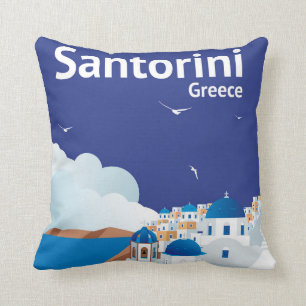 Santorini Greece Throw Pillow