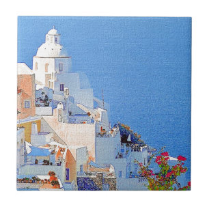 "Santorini, Greece" Tile