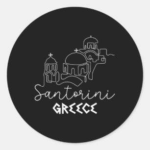 Santorini Greece Travel Destination Summer Family Classic Round Sticker