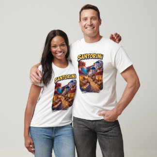 Santorini Greece Travel Illustration T-Shirt
