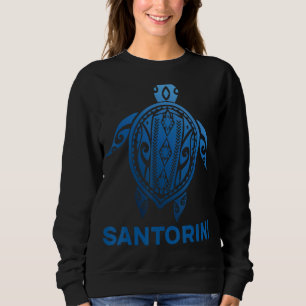 Santorini Greece Tribal Tattoo Blue Sea Turtle Sou Sweatshirt