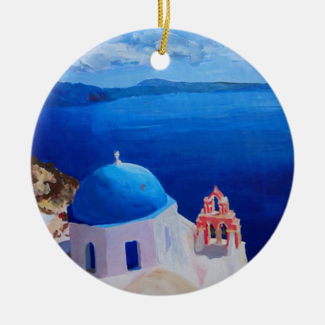Santorini, Greece - View from Oia Ceramic Ornament (Front)