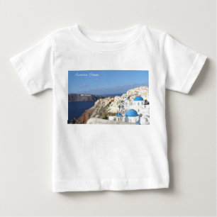 Santorini, Greece, Village-Oia, Photography, Blue Baby T-Shirt