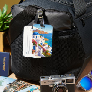 Santorini Greece Vintage Europe Vacation Travel Luggage Tag