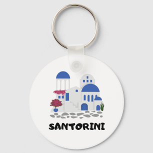 Santorini Greece Vintage Keychain
