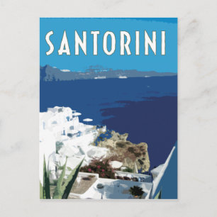 Santorini Greece vintage travel style Postcard