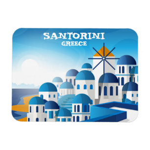 Santorini Greece VIntage Watercolor Magnet