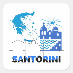 Santorini Greece.w Square Sticker