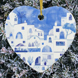 Santorini Greece Watercolor Ceramic Ornament<br><div class="desc">A Watercolor townscape painting of the beautiful Greek island of Santorini.  Original art by Nic Squirrell.</div>