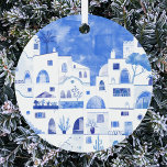 Santorini Greece Watercolor Metal Ornament<br><div class="desc">A Watercolor townscape painting of the beautiful Greek island of Santorini.  Original art by Nic Squirrell.</div>