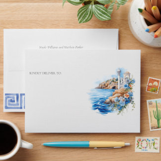 Santorini Greece Wedding Envelope