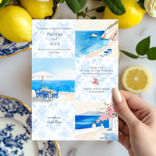 Santorini Greek Beach Wedding Invitation (Creator Uploaded)