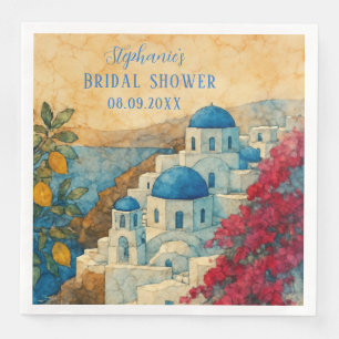 Santorini Greek Citrus Mediterranean Bridal shower Napkin
