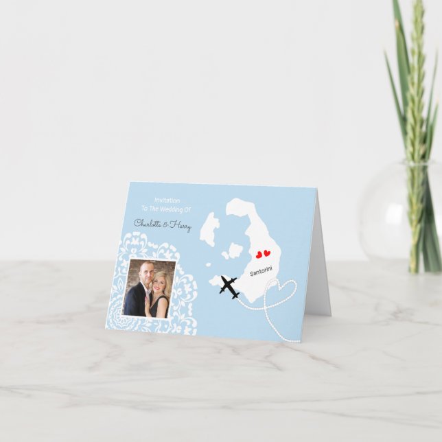 Santorini Greek Wedding Destination Invitation (Front)