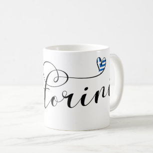 Santorini Heart In Flag, Greece, Thira Coffee Mug