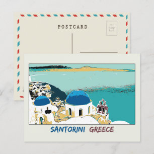 Santorini illustration, Greece Postcard