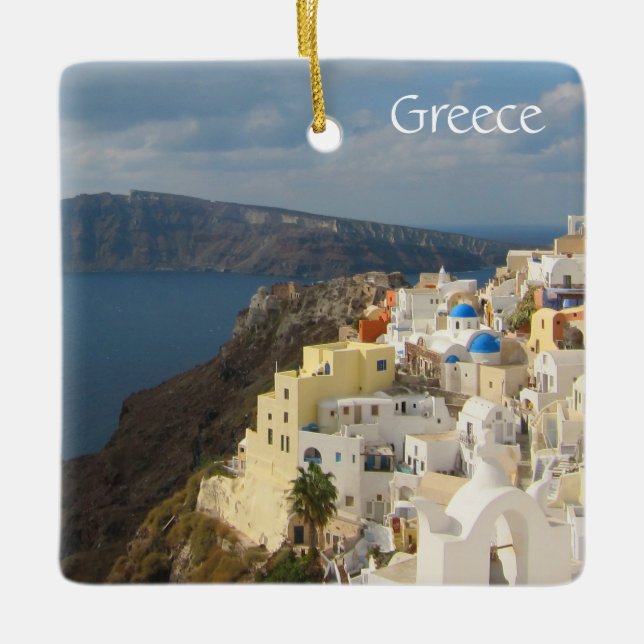 Santorini in the Afternoon Sun Ceramic Ornament (Front)