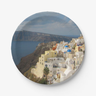 Santorini in the Afternoon Sun Paper Plate