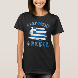 Santorini Island And Greece Flag Women's T-Shirt