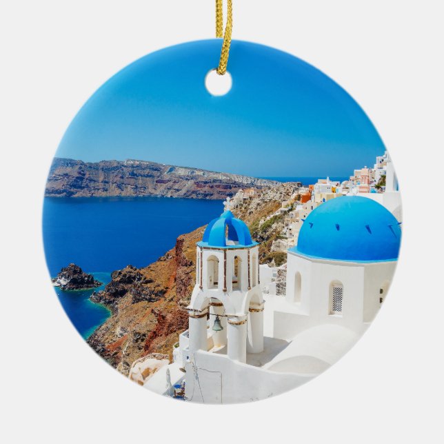 Santorini Island - Caldera, Greece Ceramic Ornament (Front)
