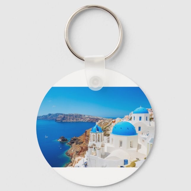 Santorini Island - Caldera, Greece Keychain (Front)