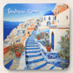 Santorini Island Illustration | Travel Art Coaster<br><div class="desc">Santorini Island Illustration | Travel Art coaster. Personalize with your own text. This is another 100% original Snuggle Hamster Designs.</div>