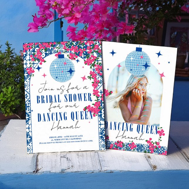 Santorini Musical Bougainvillea bridal shower Invitation (Creator Uploaded)