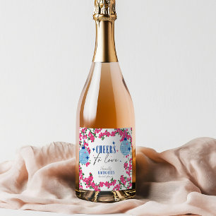 Santorini Musical Bougainvillea bridal shower  Sparkling Wine Label
