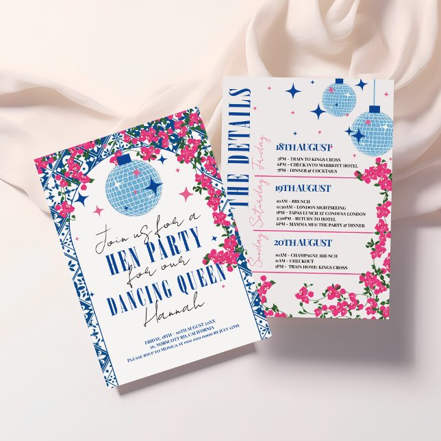 Santorini Musical Bougainvillea Hen Party Invitation (Creator Uploaded)