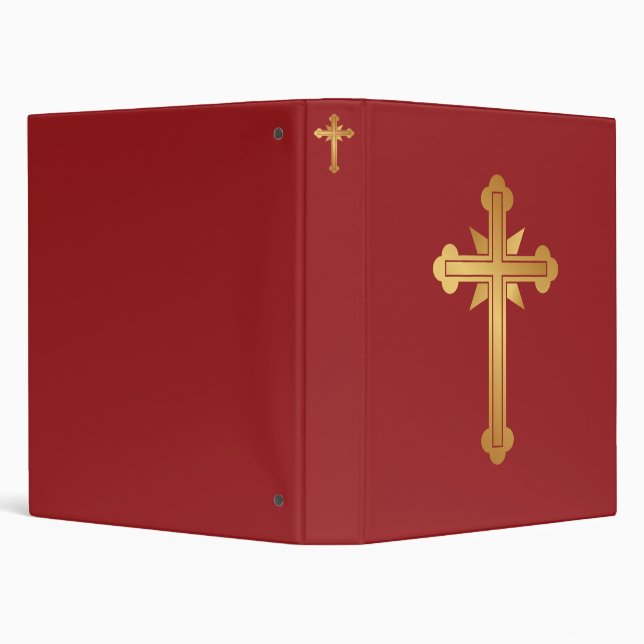 Santorini Ornamental Christian Cross Gold Red Binder (Background)