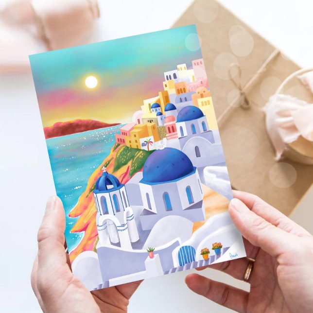 Santorini Print Greece Art Print Europe Travel Postcard (Creator Uploaded)