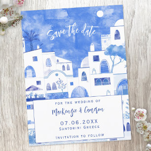 Santorini Save The Date Announcement Postcard